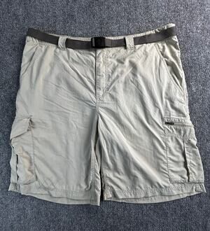 Columbia PFG Omni-Shade Cargo Fishing Shorts Men's 36W Khaki Belted